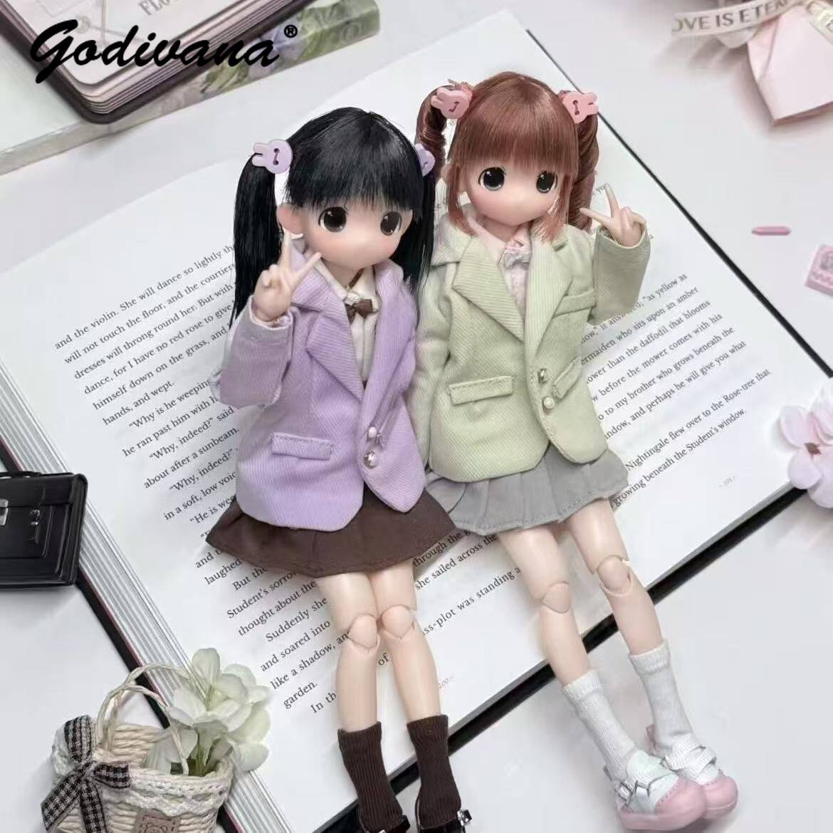 Bjd Doll 1 6 Full Set With Clothes - Roupa de boneca Blythe/OB22/24/azone, conjunto completo