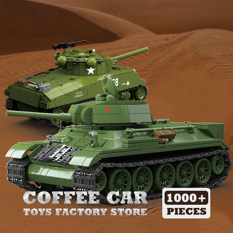 Lego Compatible Military Tank - Blocos de Montar Tanque Médio M4A3,